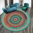 thumbnail image 1 of Boho Round Rug 47Inches Small Round Area Rug Non-Slip Round Bathroom Rug Washable Throw Rugs for Bedroom Oriental Distressed Round Kitchen Office Circle Rug Round Carpet for Living Dining Room Sofa, 1 of 2