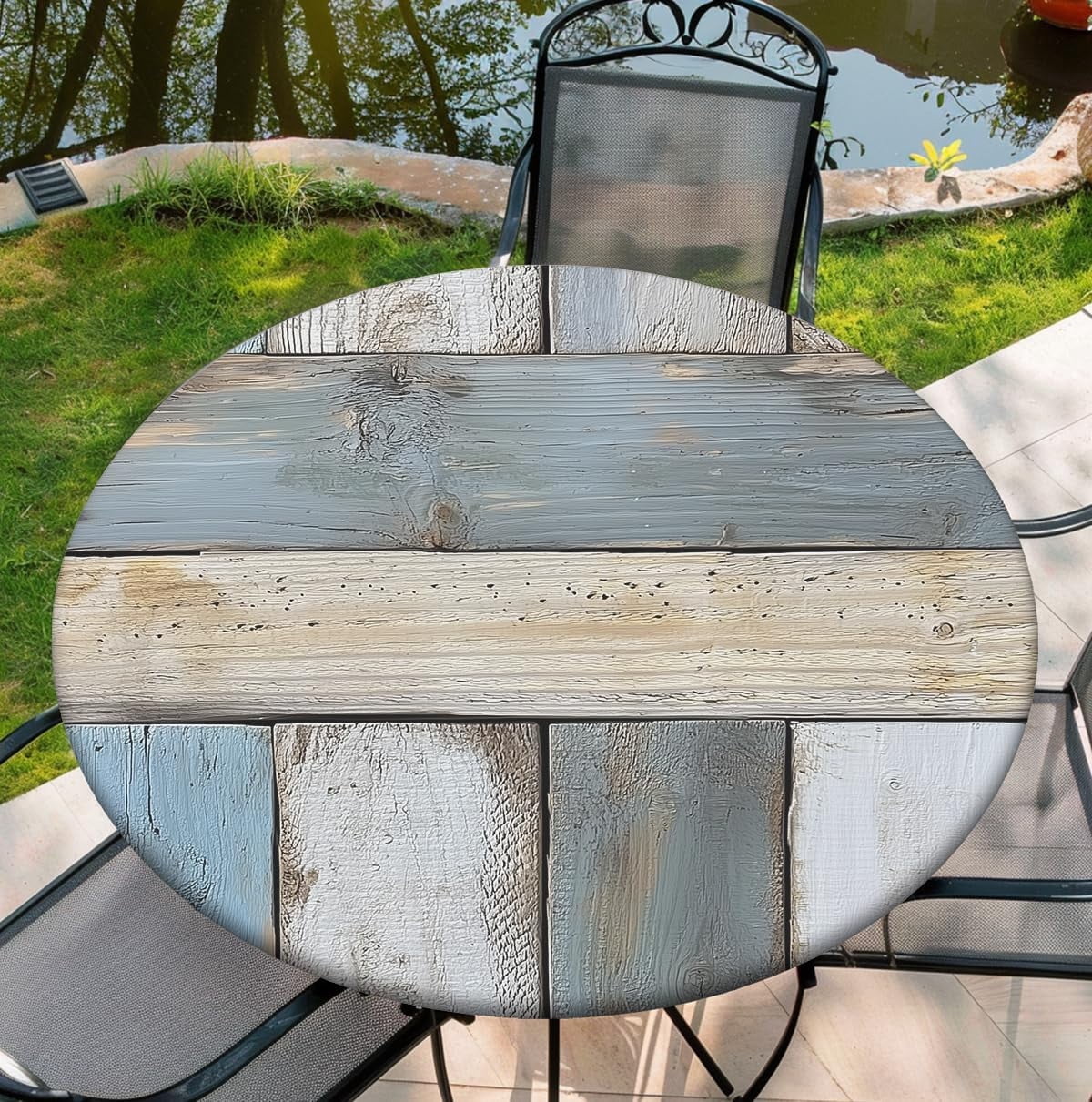 Boho Round Table Cover, 60 Inch Fitted Round Tablecloth Waterproof ...