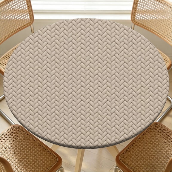 Boho Round Table Cover, 60 Inch Fitted Round Tablecloth Waterproof Table Cloth with Elastic Edge Wipe Clean Table Cover for Indoor Outdoor, 54"-58"