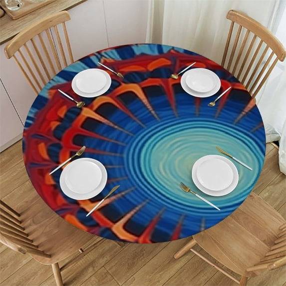 Boho Round Tablecloth Bohemian Circle Table Cloth, Stain Resistance, Water Repellent and Free, Colorful Tablecloth Decor for Home Kitchen Dining Party Patio Indoor and Outdoor Use