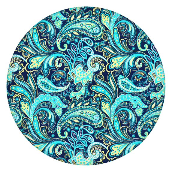 Boho Round Tablecloth Elastic Fit Waterproof Oxford Fabric for 45-52” Tables, Ideal for Balcony Brunches and Casual Outdoor Decor