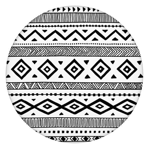 Boho Round Tablecloth with Elastic Hem, Waterproof Oxford Fabric Fits 45-52" Table, Ideal for Outdoor Meals and Kitchen Use