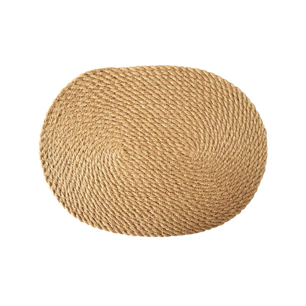 Boho Round Woven Placemats, Natural Flax Grass Placemats, Straw Braided