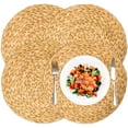 thumbnail image 1 of Boho Round Woven Placemats - Set of 4, Natural Wicker Placemats, Water Hyacinth Straw Braided Placemats, Heat Resistant Non-Slip Weave Placemats Handmade (15" Round), 1 of 7