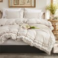 thumbnail image 1 of Boho Ruffled Comforter Set Super Soft Cozy Bedding Set with Pillowcases Elegant Chic Bedroom Decor Rustic Farmhouse Quilt Comforter 3 Pcs Set, 1 of 10