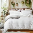 thumbnail image 1 of Boho Ruffled Comforter Set Super Soft Cozy Bedding Set with Pillowcases Elegant Chic Bedroom Decor Rustic Farmhouse Quilt Comforter 3 Pcs Set, 1 of 8