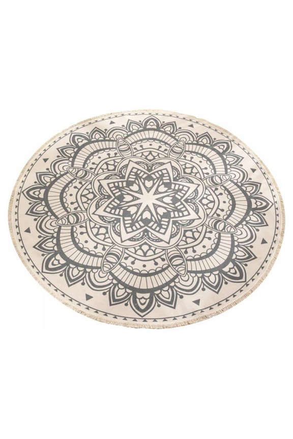 Boho Rug Mandala Bedroom Circle Rug National Wind with Fringe Printed Soft Round Carpet for Home Living Room Coffee Table Cotton Door Mat