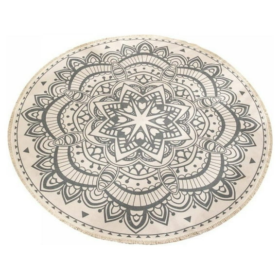 Boho Rug Mandala Bedroom Circle Rug National Wind with Fringe Printed Soft Round Carpet for Home Living Room Coffee Table Cotton Door Mat