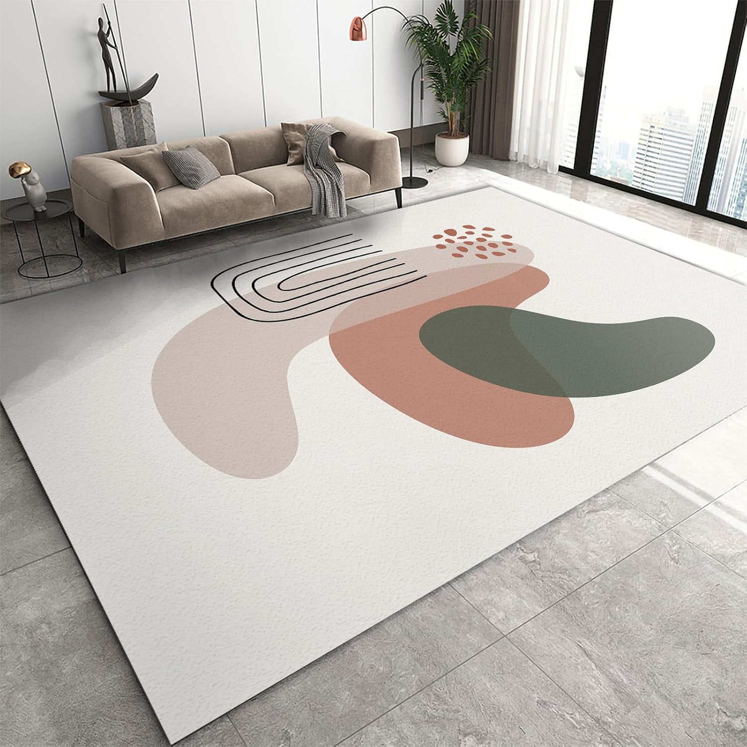 Boho Rug, Modern Abstract Black Stripes With Irregular Colorful ...