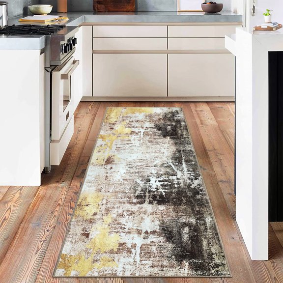 Boho Rugs Bedroom Rug, Washable Area Rug, Non-Slip Low Pile Boho Floral Carpet for Bedroom.