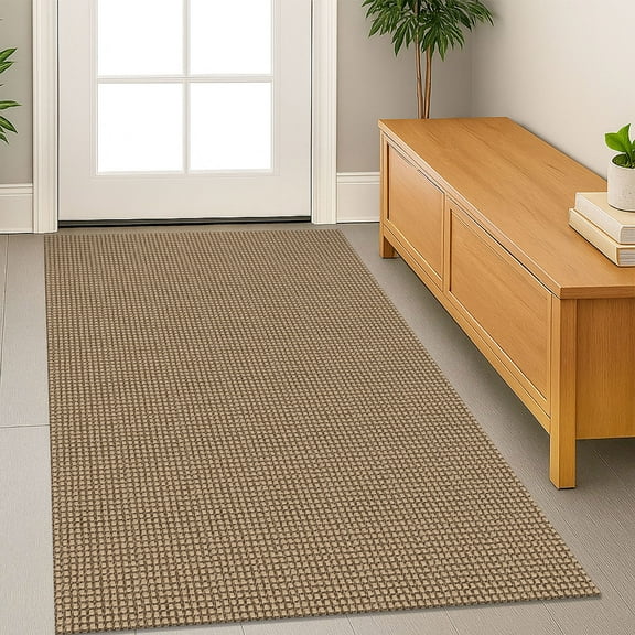 Glattice Entryway Rugs 3x5 Washable Area Rugs with Non Slip Rubber Backing Cotton Kitchen Rugs Indoor Door Mat for Entrance Foyer Living Room Bedroom, Orange/Tan/Brown