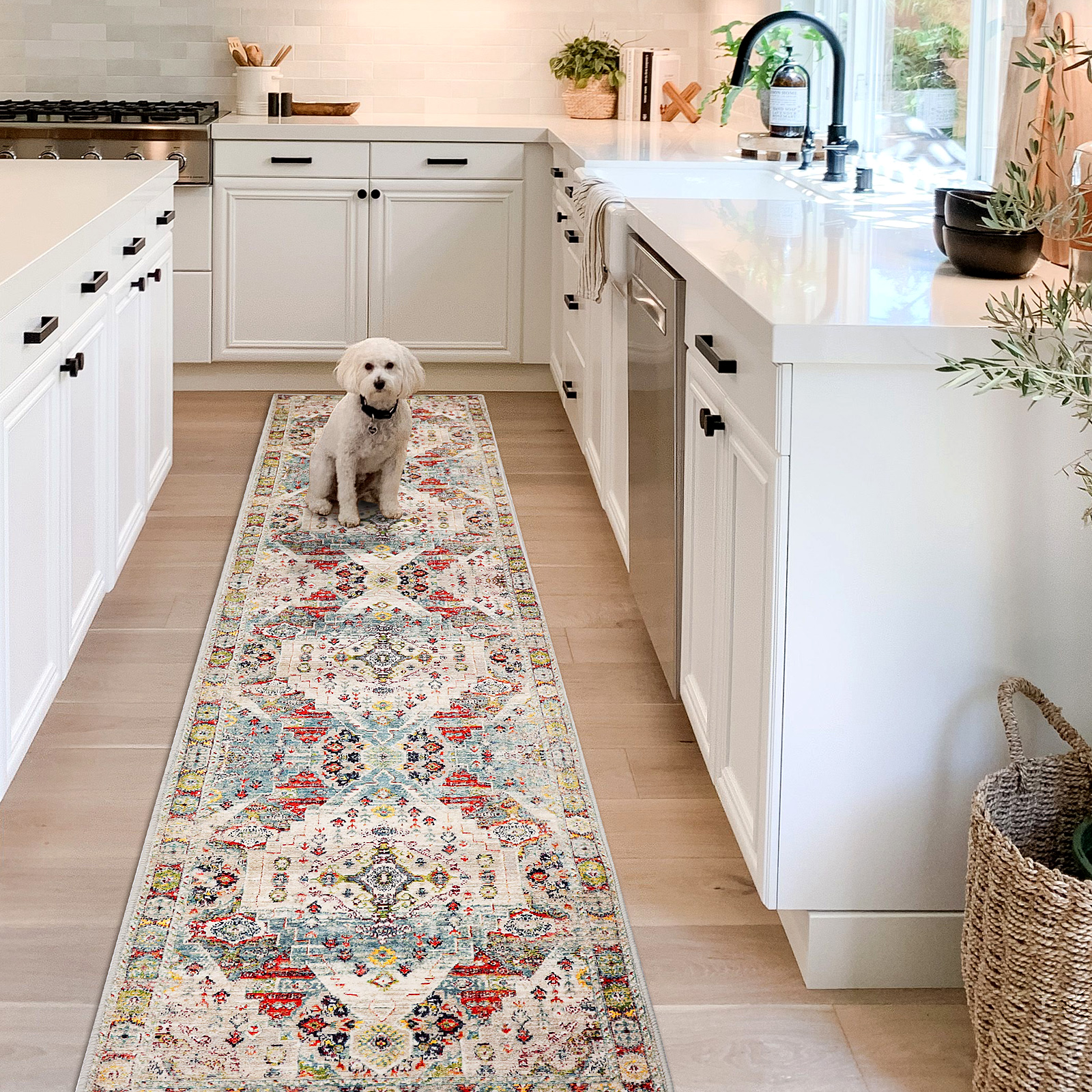 ABPHQTO Magic Lotus Flower Runner Rug 4 x 10ft Long Area Rug Carpet for