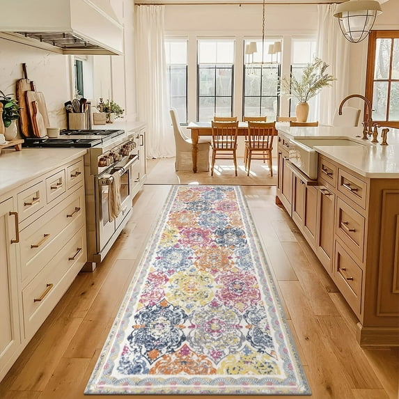 Boho Runner Rug, Non Slip Washable Shaggy Soft Carpet Area Rug for Hallways Entryway Bedroom