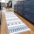 thumbnail image 1 of Boho Runner Rugs 2' x 8', Washable Rug Ultra-Soft Anti-Slip Floor Cover Low Pile Farmhouse Carpet Non-Shedding Foldable Geometric Rug for for Living Room Bedroom, Blue, 1 of 6