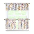 thumbnail image 1 of Boho Rustic Curtains 24" Short - 3 Panel Vintage Wildflower Farmhouse Set with Blooming Botanicals, Rod Pocket, 1 of 6