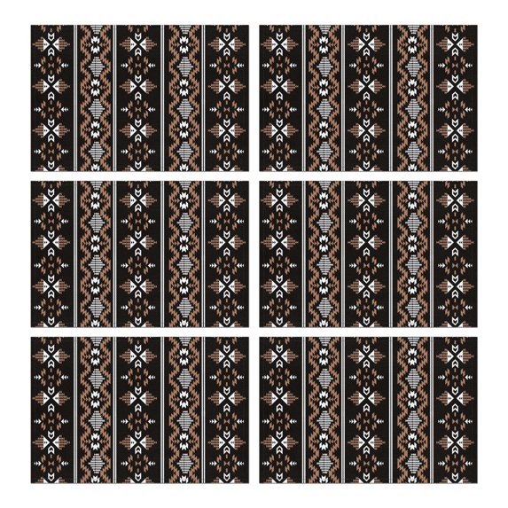 Boho Rustic Floral Flax Placemats Set of 6, 12x18 Inch Tribal Folk Style Table Mats, Washable Colorful Vintage Patterns for Earthy Kitchen or Hippie Dining Decor