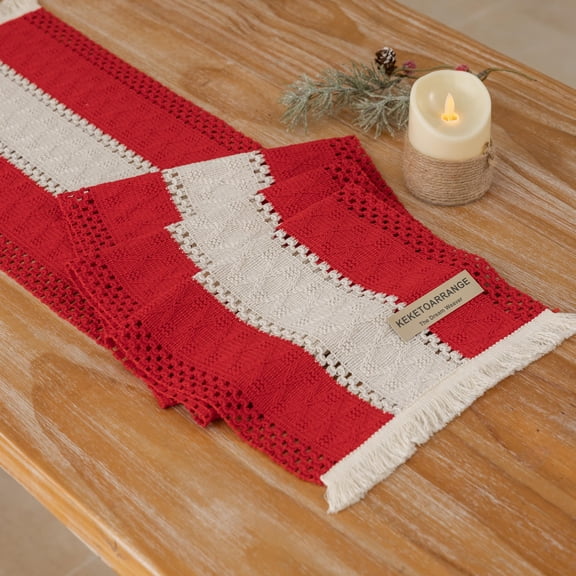 Boho Rustic Jute Macrame Table Runner, Farmhouse Woven Burlap Dresser Scarf 13 x 48 Inches, Neutral Brown Table Centerpiece for Dining, Kitchen & Coffee Table Decor