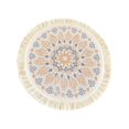thumbnail image 1 of Boho Rustic Round Placemat with Tassels 12.99 Inch Heat Insulation Place Mat for Dining Table Kitchen Table Tea Table Anti Scald Pot Pad Household Decorative Cotton Woven Meal Pad, 1 of 7