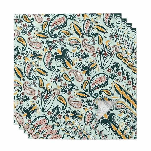 Boho Sage Green Floral Cloth Napkins,Farmhouse Botanical Vintage Paisley Flower Washable and Reusable Dinner Napkins Set of 4,Table Napkin for Kitchen Party Birthday Wedding Hotel 20"x20"