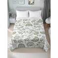 thumbnail image 1 of Boho Sage Green Floral Full Size Flat Sheet, Wrinkleproof & Fadeproof Cooling Flat Bed Sheet Only, Vintage Farmhouse Paisley Plant Breathable Soft Bedding Top Sheets 81 x 96 Inches, 1 of 8