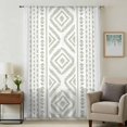thumbnail image 1 of Boho Sage Green Geometric Sheer Curtains 54 Inches Long, Vintage Southwestern Stripes Light Filering Curtains, Breathable Simi Curtain Privacy Drapes for Kitchen Bathroom Small Window Treatment, 1 of 9