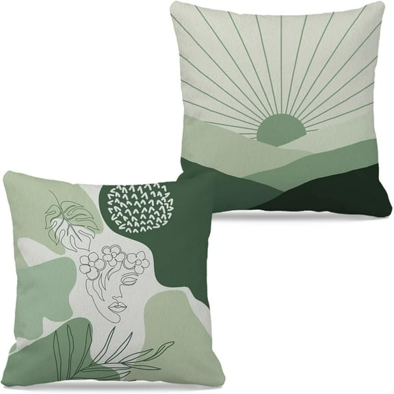 Boho Sage Green Pillow Covers 18x18 Set of 2, Boho Pillow Cases, Boho Throw Pillows, Boho Decor for Bedroom Living Room, Boho Room Decor
