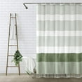 thumbnail image 1 of Psoiuetr Boho Sage Green Shower Curtain for Bathroom Stripe Tassel Fabric Shower Curtain 72 X 72 Inches Farmhouse Linen, 1 of 5