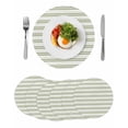 thumbnail image 1 of Boho Sage Green Stripe Round 13 Inch Placemats Set of 6, Abstract Geometric White Minimalist HeatResistant Non Slip Place Mats for Dining Table, Wipeable Braided Kitchen Table Mats for Housewarming, 1 of 9