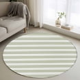 thumbnail image 1 of Boho Sage Green Stripe Round Area Rug 3 FT, Small Kitchen Bathroom Mat, Abstract Geometric White Minimalist Washable Indoor Outdoor Throw Runner Carpet Doormat for Table Shower Entryway, 1 of 9