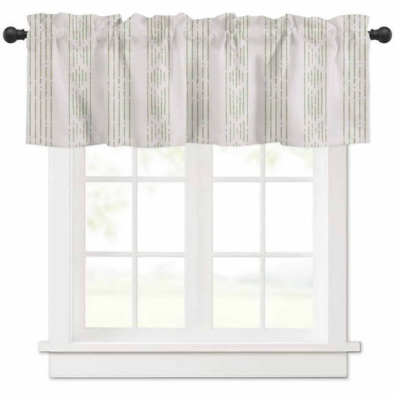 Boho Sage Green Valances for Windows Farmhouse Kitchen Curtains Valances Rod Pocket Valance Curtains for Kitchen Windows Vintage Tribe Texture Abstract Stripe Window Valances for Bathroom 54"x18"