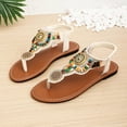 thumbnail image 1 of Boho Sandals for Women Flat Heel Open Toe Casual Flip-Flops Slides Thong Women Fashionable Casual Solid Color Versatile Thick Heel Sandals Outerwear, 1 of 5