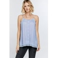 thumbnail image 1 of Boho Scallop Lace Trim Detailed Button Down Solid Subtle Textured Slit Side Overlay Layered Cami Top, 1 of 5