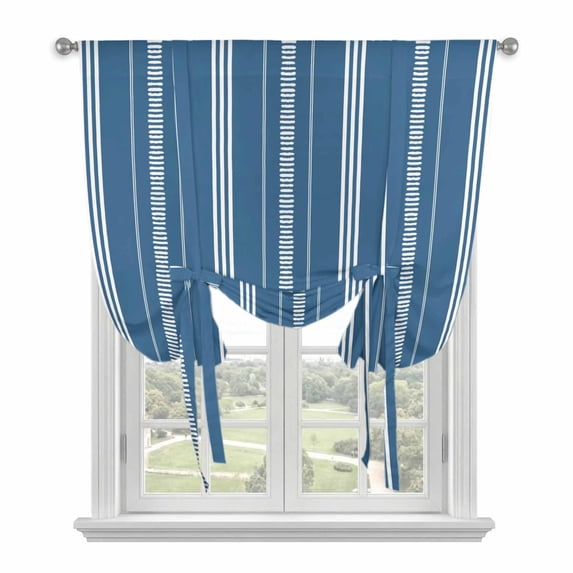 Boho Sea Blue Tie Up Curtains for Kitchen Windows,Adjustable Rod Pocket ...