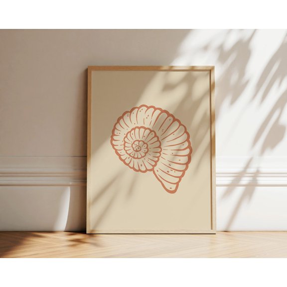 Boho Seashell Ink Drawing Coastal Line Art Illustration