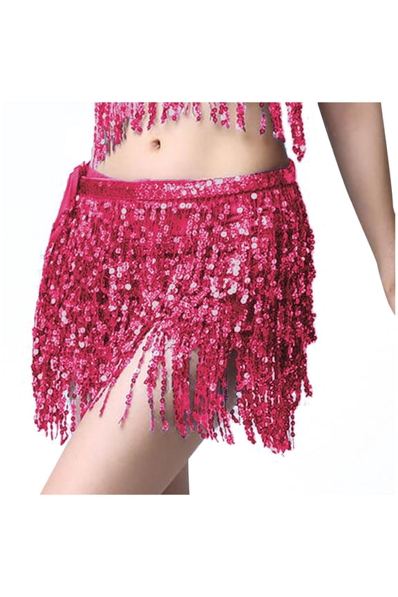 Boho Sequin Tassel Hip Scarf Multilayer Belly Dance Belt Dance Performance Mini Skirt for Women and Girls