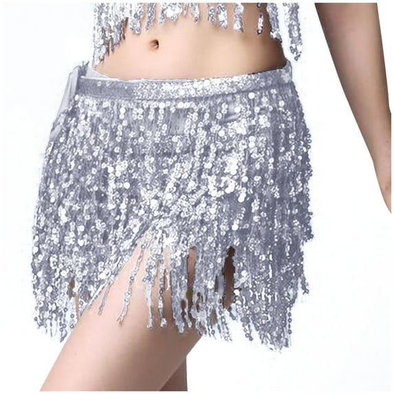 Boho Sequin Tassel Hip Scarf Multilayer Belly Dance Belt Dance Performance Mini Skirt for Women and Girls