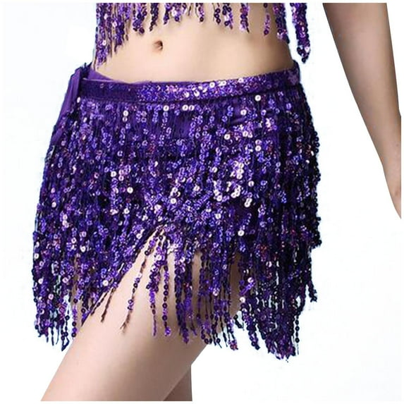 Boho Sequin Tassel Hip Scarf Multilayer Belly Dance Belt Dance Performance Mini Skirt for Women and Girls