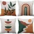 thumbnail image 1 of Boho Set of 4 Throw Pillow Covers Mid Century Bohemian Geometric Abstract Modern Decorative Pillow Cases Home Decor Standard Square 18x18 Inches Pillowcases, 1 of 6