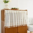 thumbnail image 1 of Boho Sheer Curtain Valance Crochet Lace with Bohemian Hollow Knitted Handmade Tassels, Short Farmhouse Window Treatment for Kitchen Cafe, 1 of 9