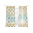 thumbnail image 1 of Boho Sheer Curtains 2 Panels Set Moroccan Trellis Yellow Argyle Geometric Flower Texture Sheer Window Curtains Light Filtering Rod Pocket Voile Drapes for Bedroom Living Room 52"X72", 1 of 9