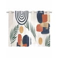 thumbnail image 1 of Boho Sheer Curtains 54 Inch Length 2 Panels Set for Living Room/Bedroom, Middle Century Leaves Bohemia Minimalist Abstract Art Beige Kitchen Curtains Grommet Curtains Window Treatments 42"x54"x2, 1 of 7