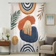 thumbnail image 1 of Boho Sheer Curtains 54" Long, Bohemia Middle Century Leaves Abstract Minimalist Beige Light Filering Curtains, Breathable Simi Curtain Privacy Drapes for Kitchen Bathroom Nursery Window Treatment, 1 of 9