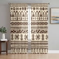 thumbnail image 1 of Boho Sheer Curtains 84 Inch Length 2 Panels Set, Beige Brown Traditional Ethnic Geometric Motifs Voile Window Treatment Rod Pocket Curtains Sheers Drapes for Bedroom/Living Room/Kitchen 52"x84"x2, 1 of 7