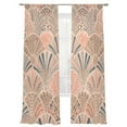 thumbnail image 1 of Boho Sheer Curtains 96 Inch Long 2 Panels, Vintage Ocean Shell Abstract Style Ethnic Light Filtering Rod Pocket Semi Sheer Curtains, Sheer Voile Drapes for Living Room Bedroom, 52"x96", 1 of 5