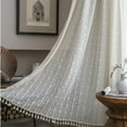 thumbnail image 1 of Boho Sheer Lace Curtain Crochet Handmade Macrame Tassel Knitted Window Treatment Drape for Bedroom Living Room Kitchen, 1 of 5