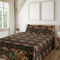 thumbnail image 1 of Ambesonne Boho Fitted & Flat Sheet with Shams 4 Pcs Set, Bohemian Woodland Fox Modern, King, Charcoal Grey and Cinnamon, 1 of 1
