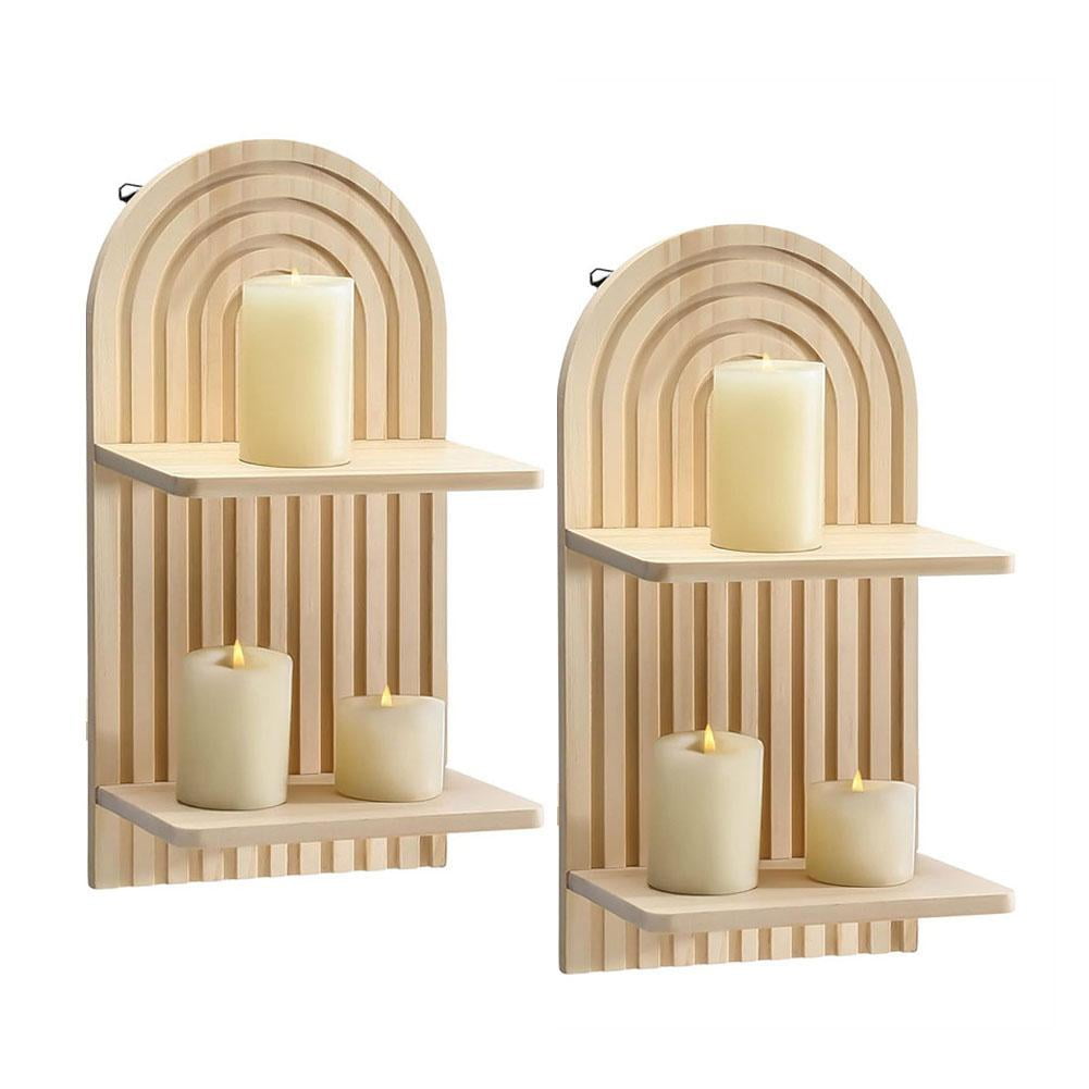 Image showcasing Boho Shelf Wall Decor Arch Floating Shelf for Bathroom, Bedroom, Livi ...