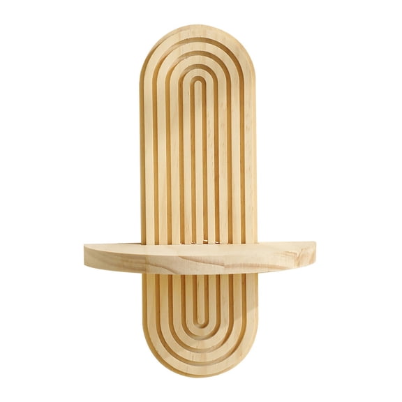 Boho Shelf Wall Decor - Handmade Solid Wood Floating Shelves Rainbow Arch Trinket Storage Rack Wall Decor for Bedroom Living Room Bathroom Beige