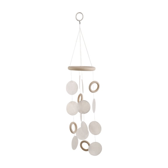 Boho Shell Wind Chime, Natural Capiz Shell Hanging Ornament for Home Patio Wall Decor