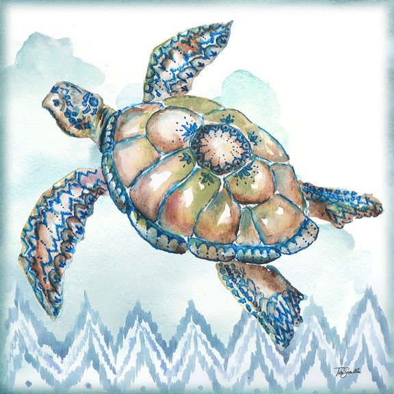 Boho Shells I-Sea Turtle by Tre Sorelle Studios (24 x 24)